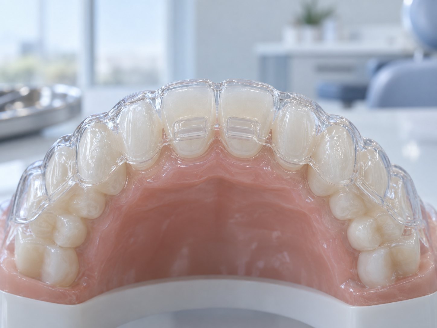 Bite ramps built into a clear aligner for orthodontic bite correction