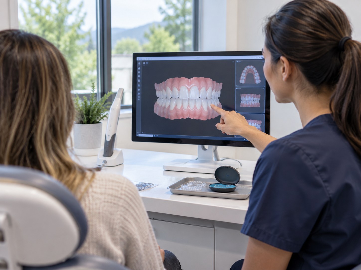 Digital orthodontic scan used to plan clear aligner treatment